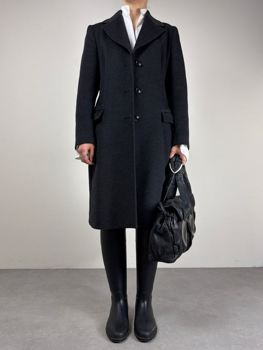 Cappotto vintage Made in Italy in pura lana grigia