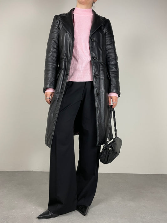 Trench in vera pelle leggermente imbottito