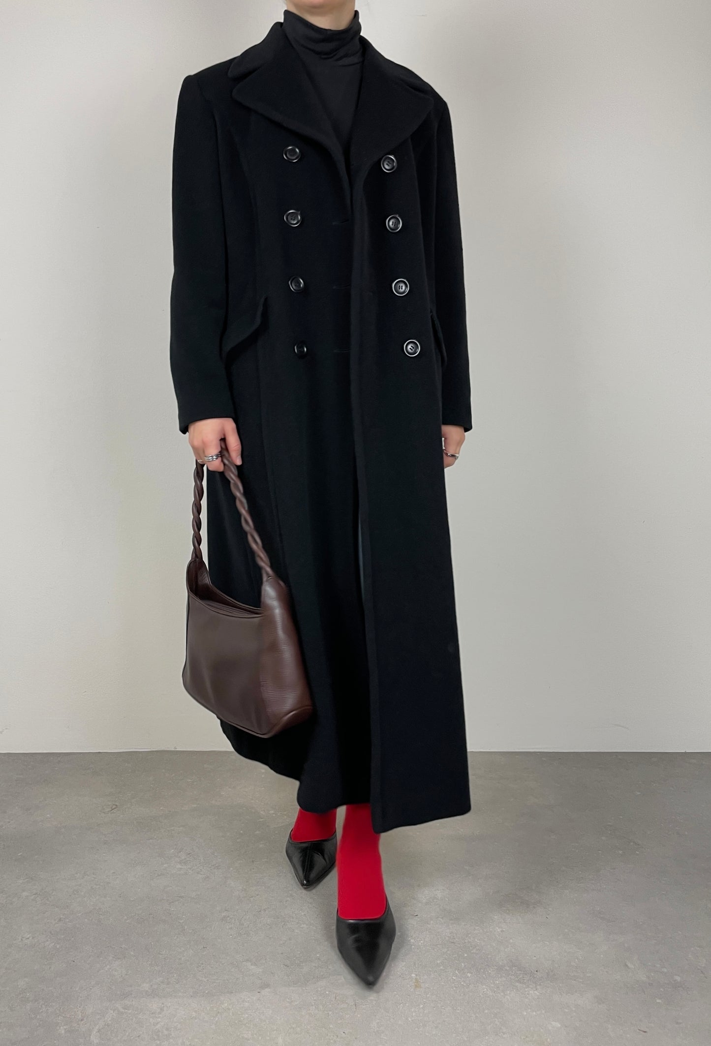 Black wool long coat