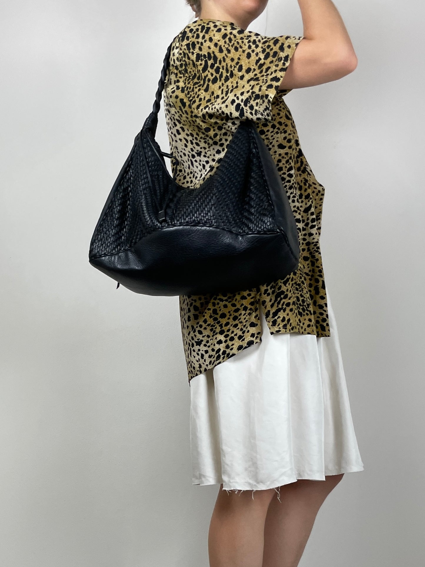 Borsa in vera pelle intrecciata