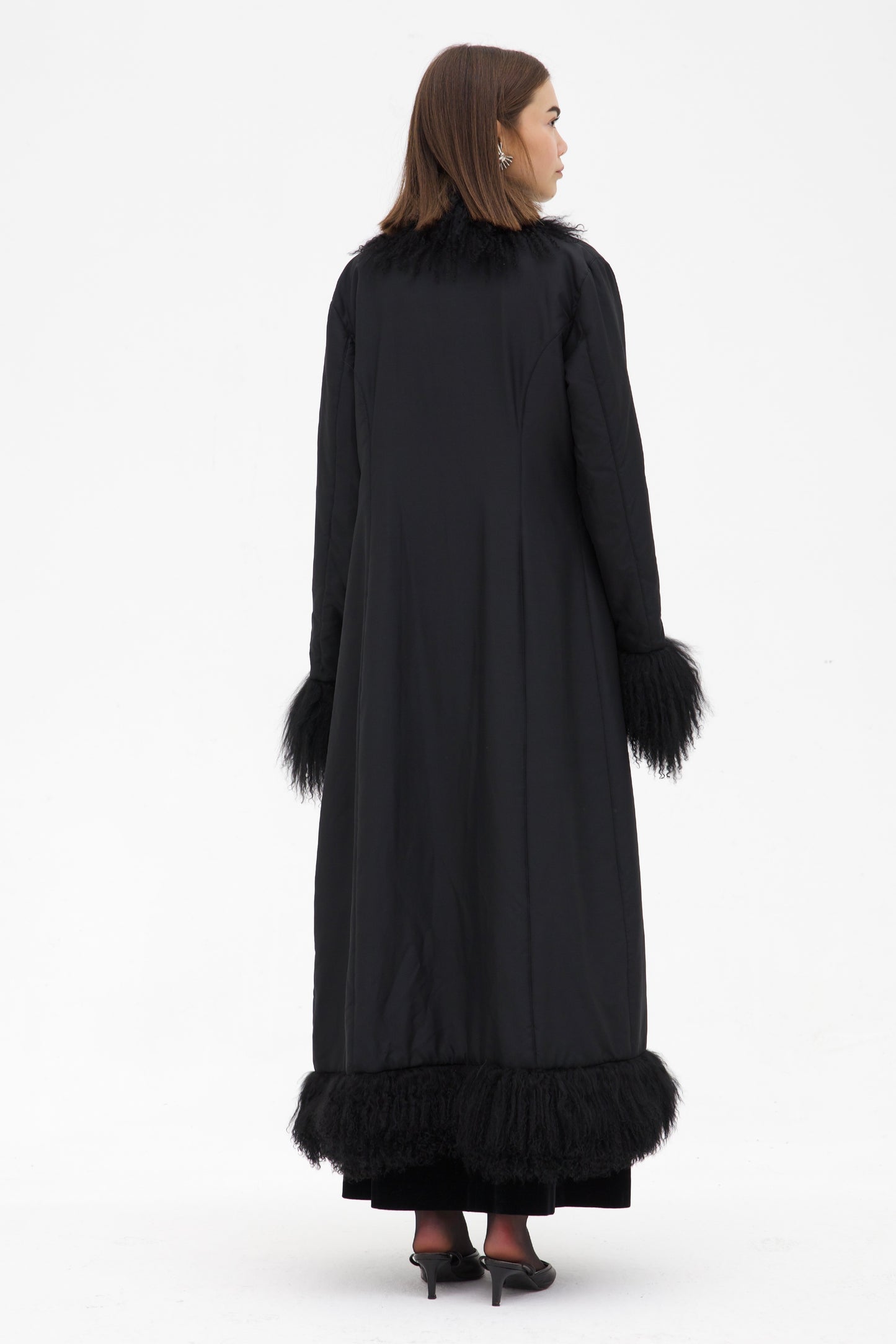Cappotto in seta e pelliccia Mongolia