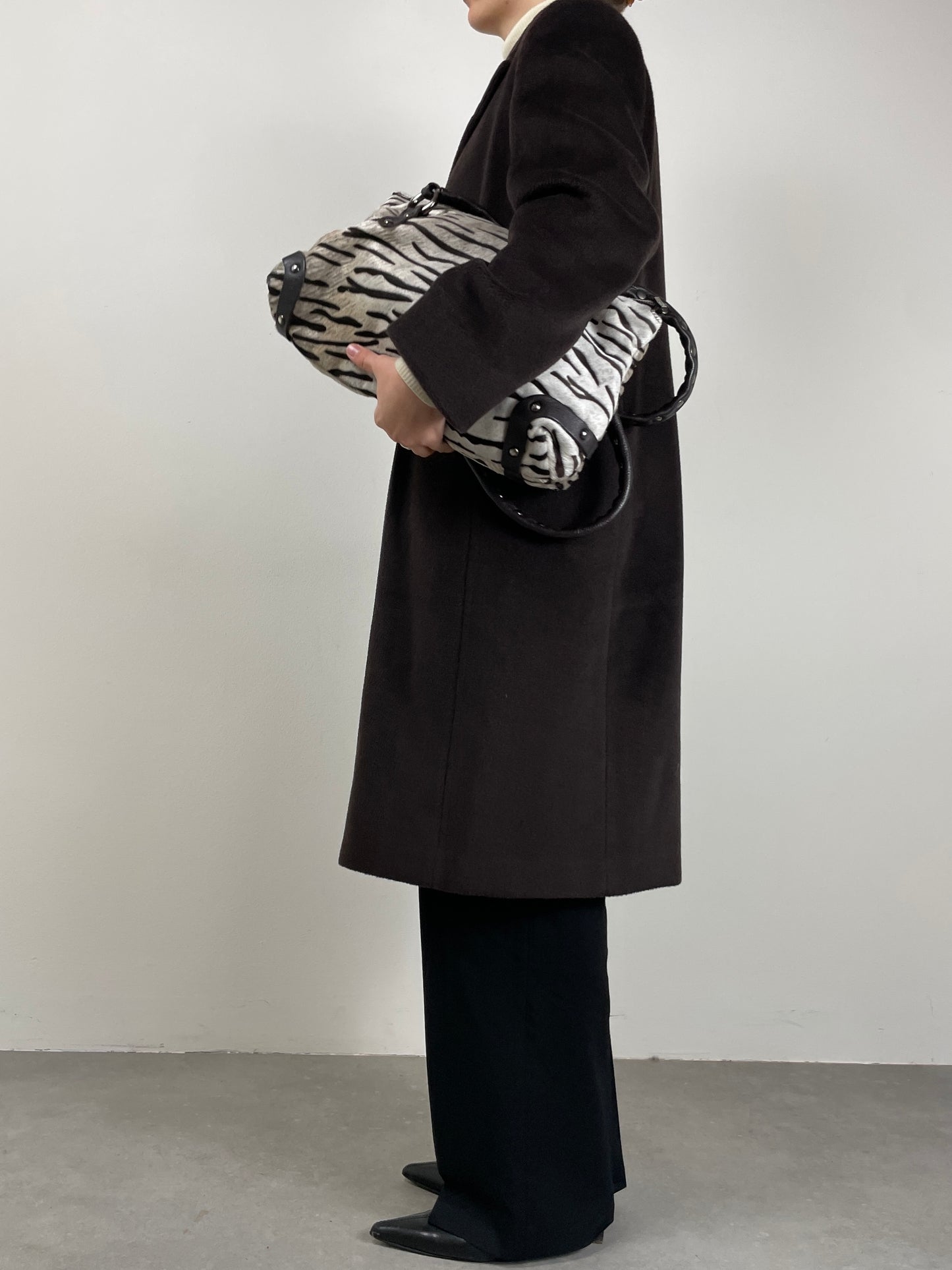 Borsa zebrata in vera pelle cavallino