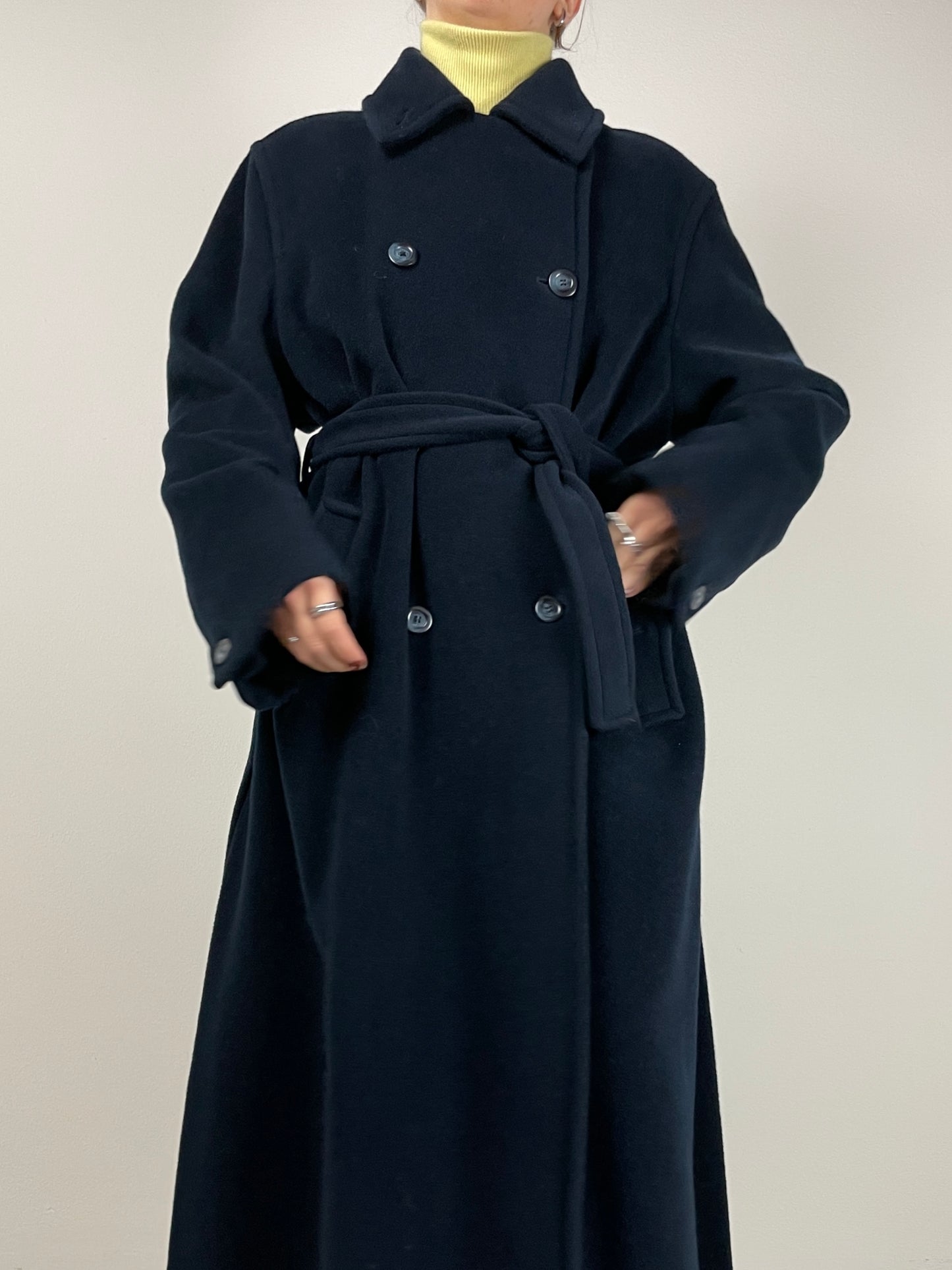 Cappotto Made in Italy in lana e cashmere color blu