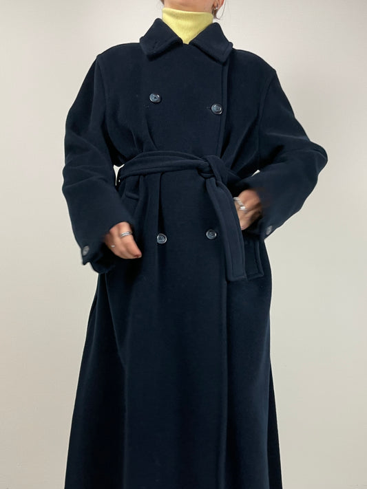 Cappotto Made in Italy in lana e cashmere color blu
