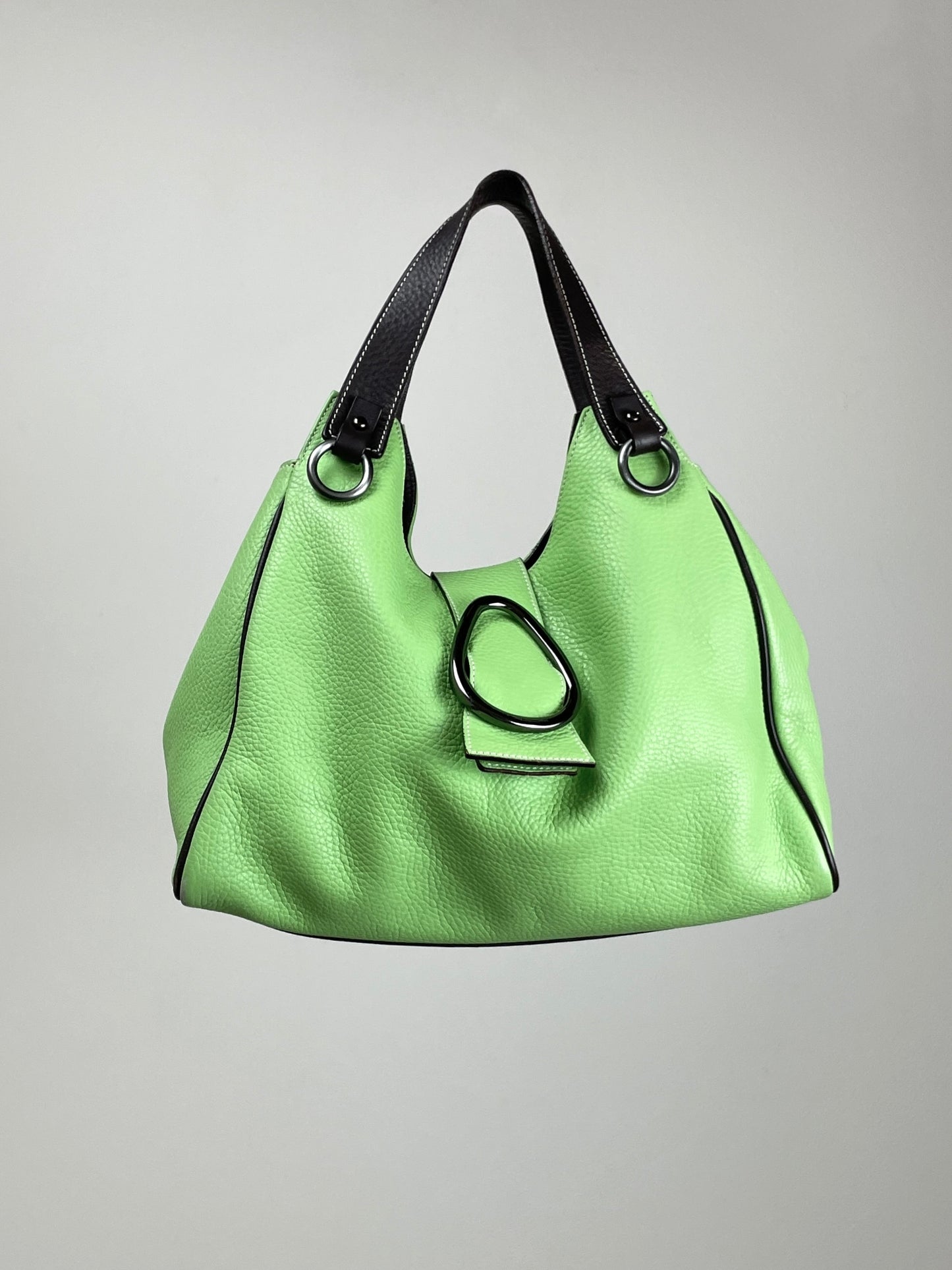 Borsa vera pelle color verde mela