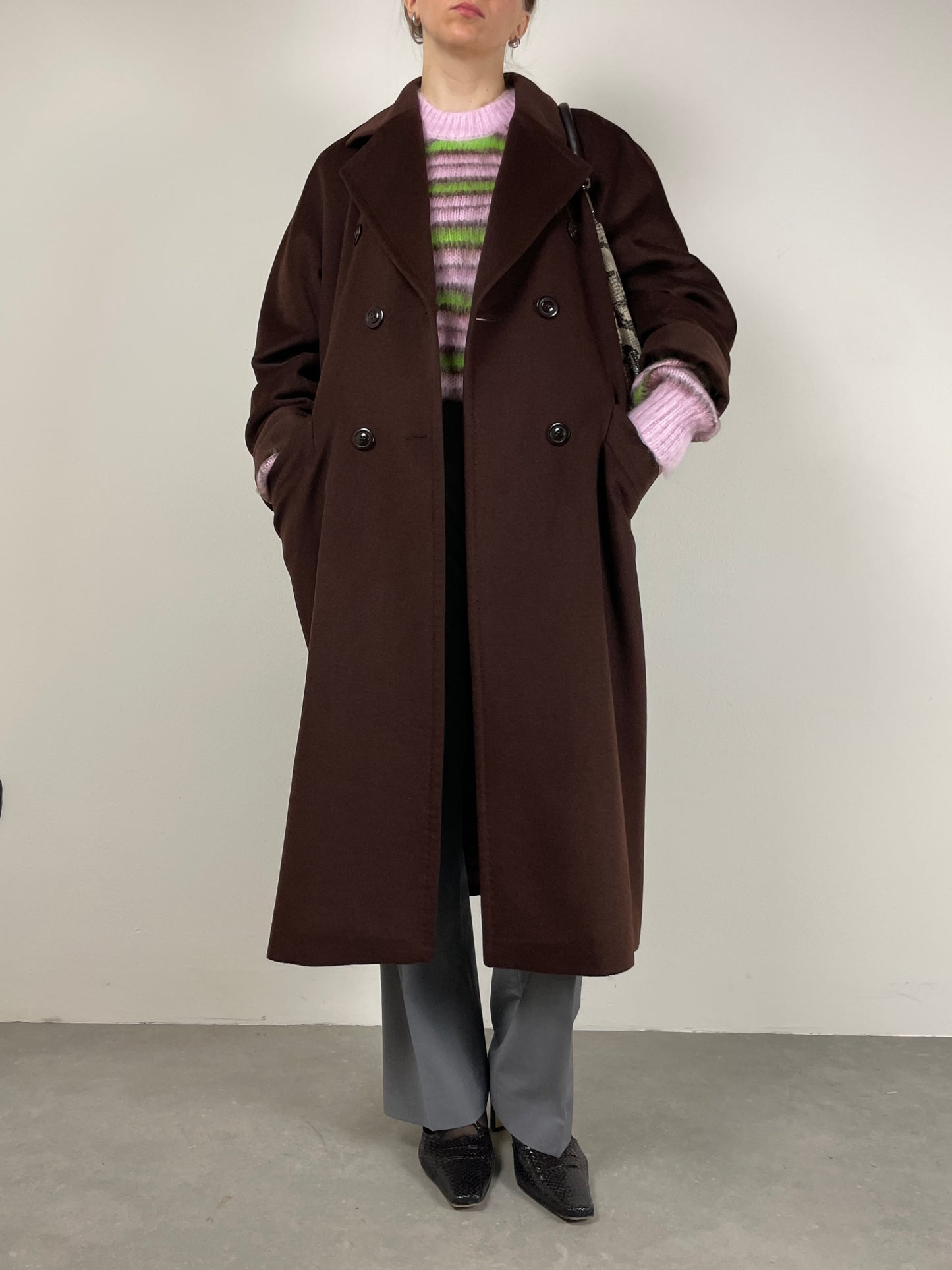 Cappotto in lana color cioccolato