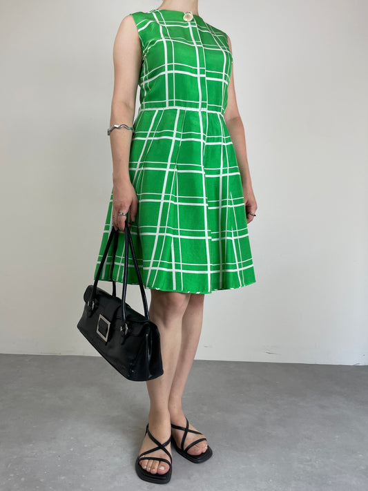 Abito sartoriale vintage in pura seta a quadri