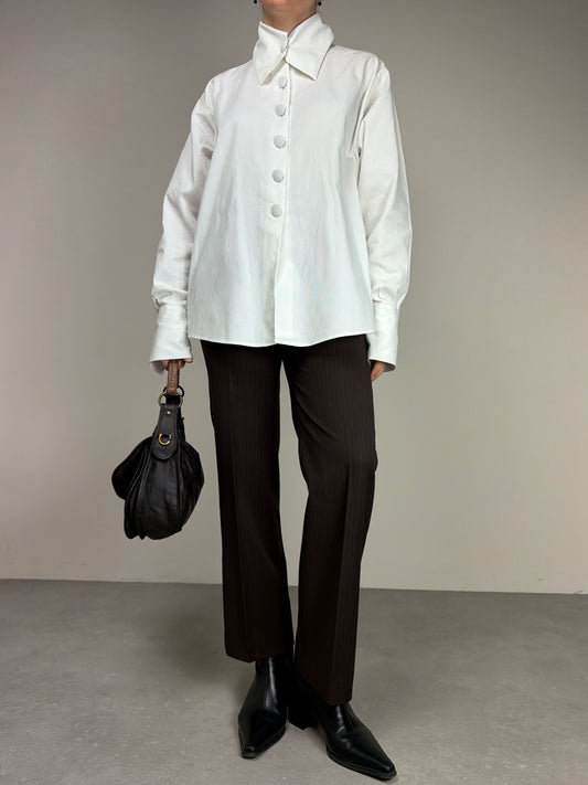 Camicia in cotone con colletto geometrico