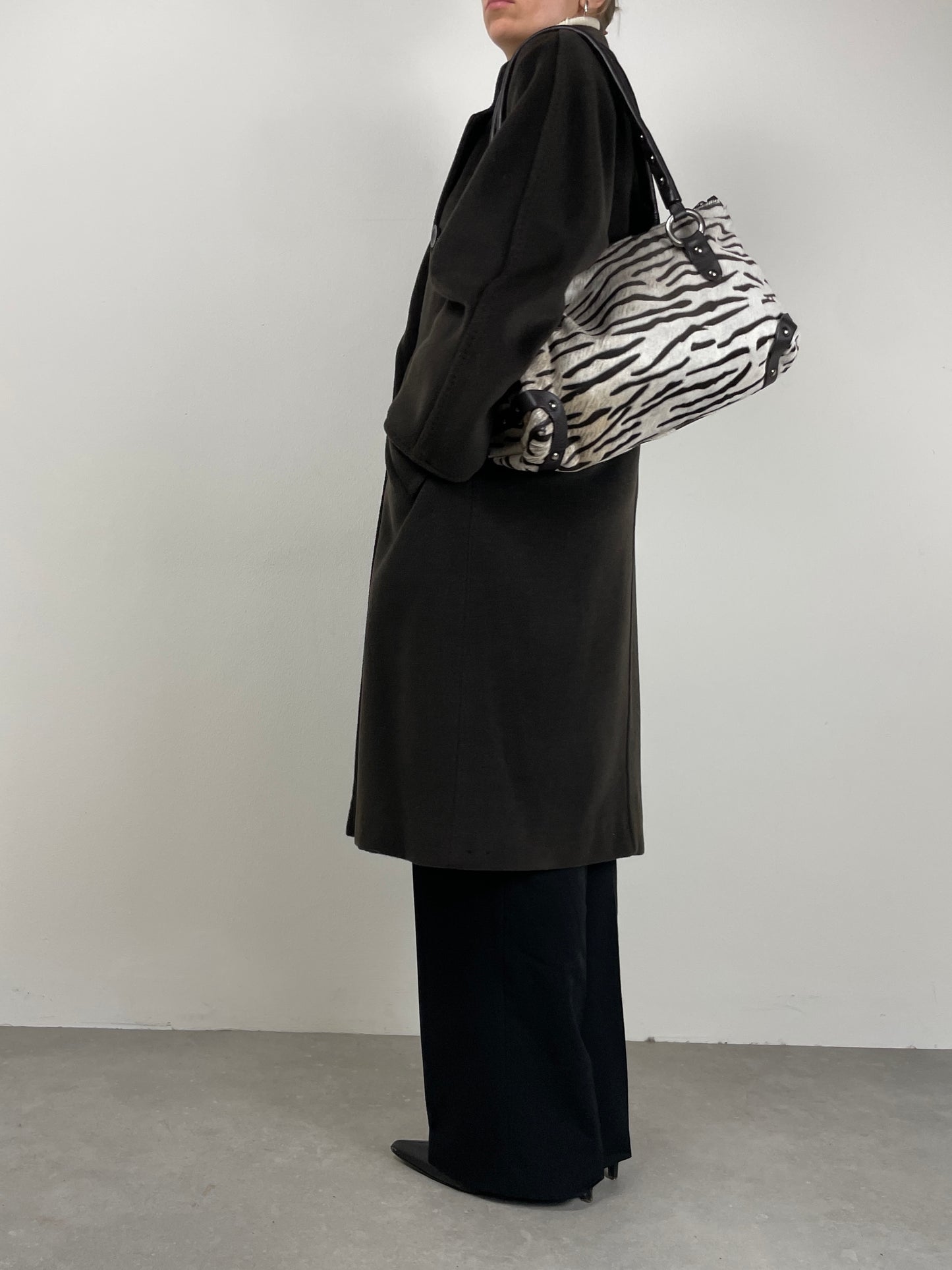 Borsa zebrata in vera pelle cavallino