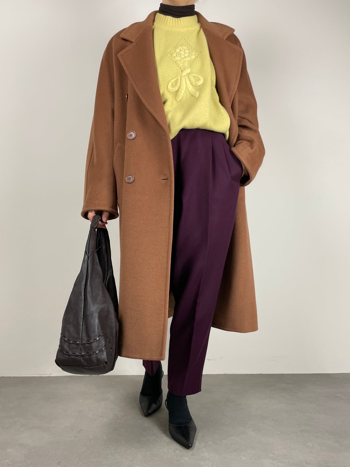 Cappotto in lana, angora e cashmere