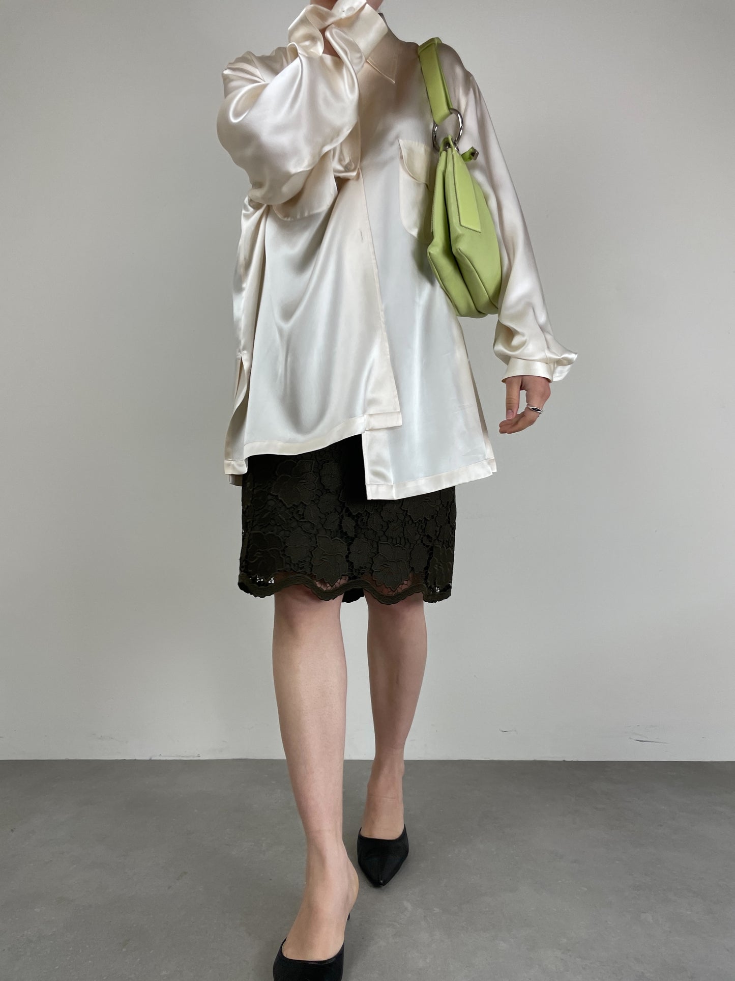 Borsa in vera pelle verde pastello