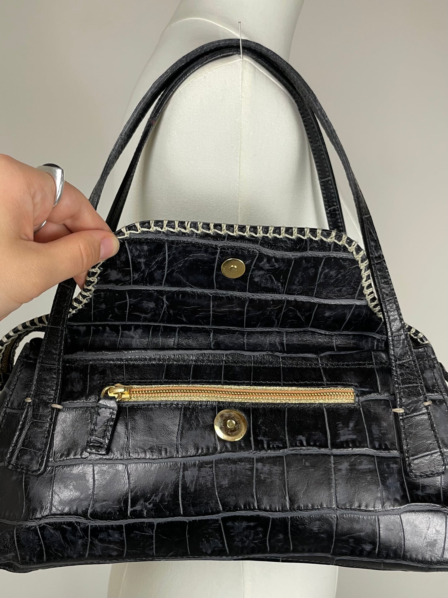Borsa vintage in pelle effetto cocco