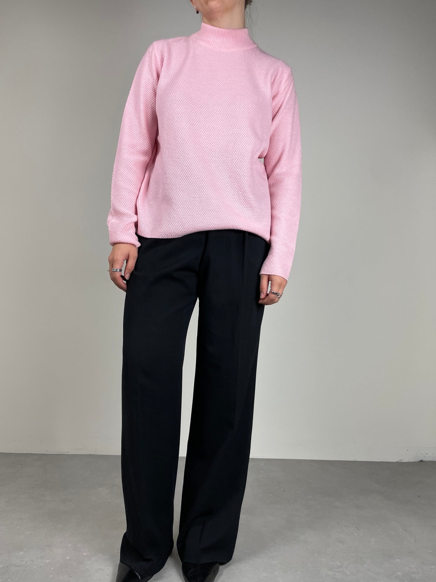 Maglione in pura lana merino extrafine color rosa
