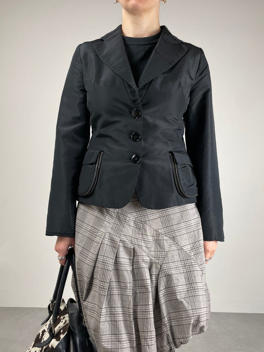 Blazer in taffetà di cotone e seta con tasche a soffietto con zip
