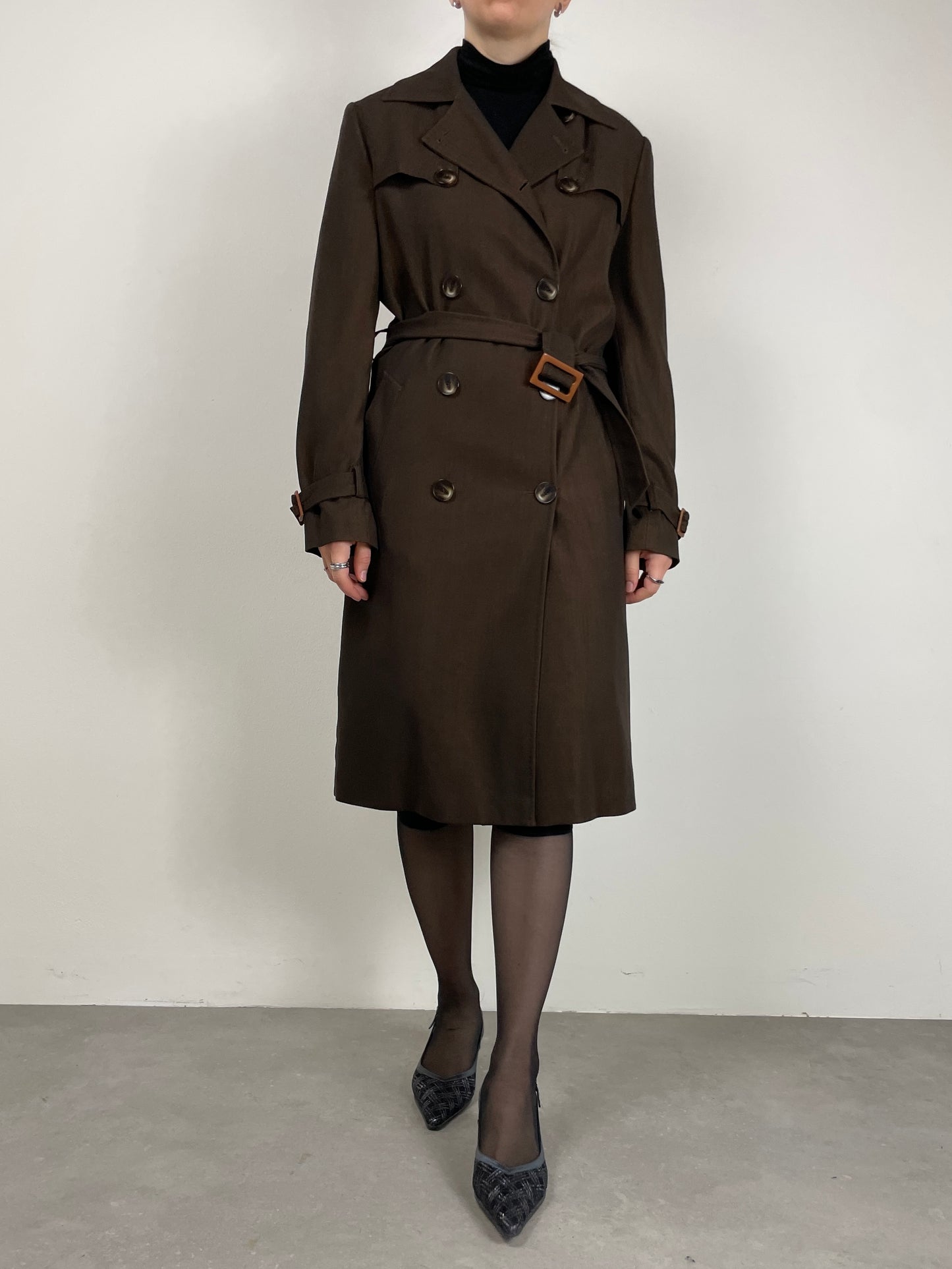 Trench in lana marrone