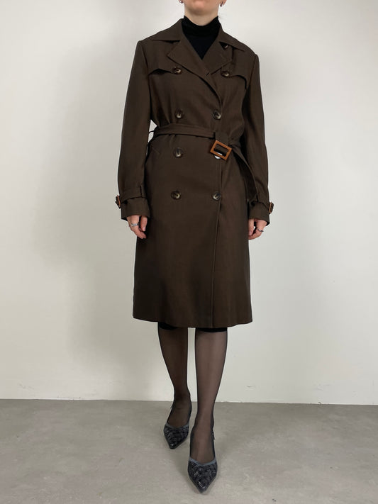 Trench in lana marrone