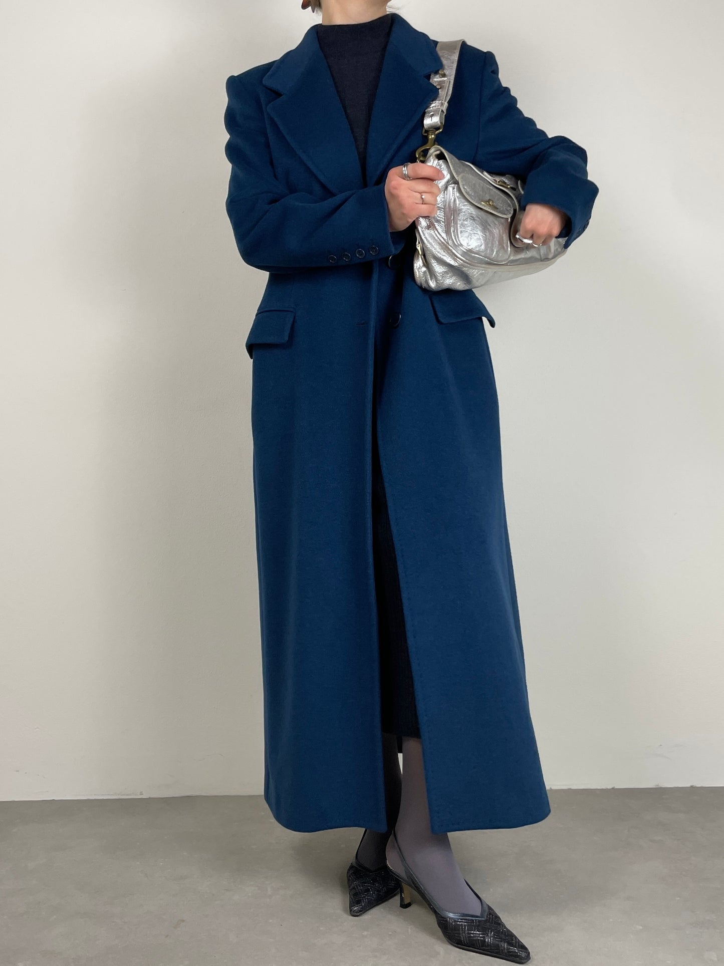Cappotto in lana color petrolio
