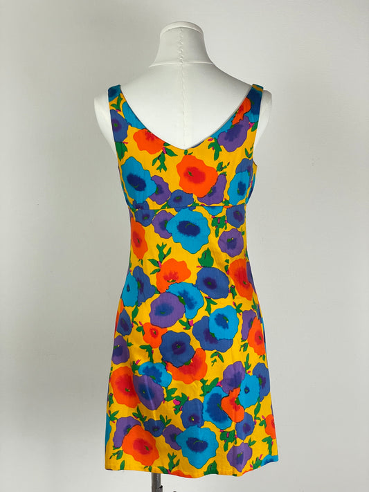 Abitino vintage anni ‘70 in cotone floreale con fiocchi