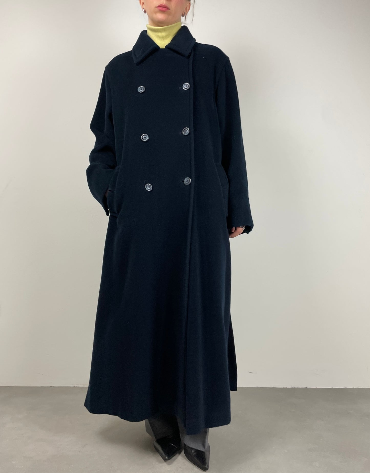 Cappotto Made in Italy in lana e cashmere color blu