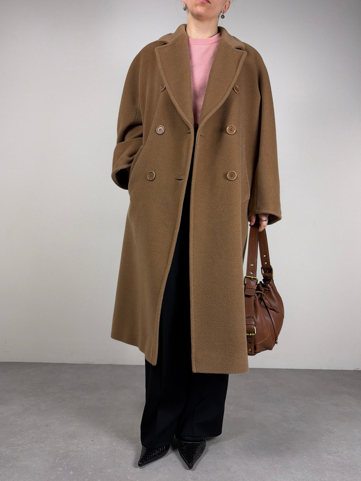 Cappotto in pura lana color cammello