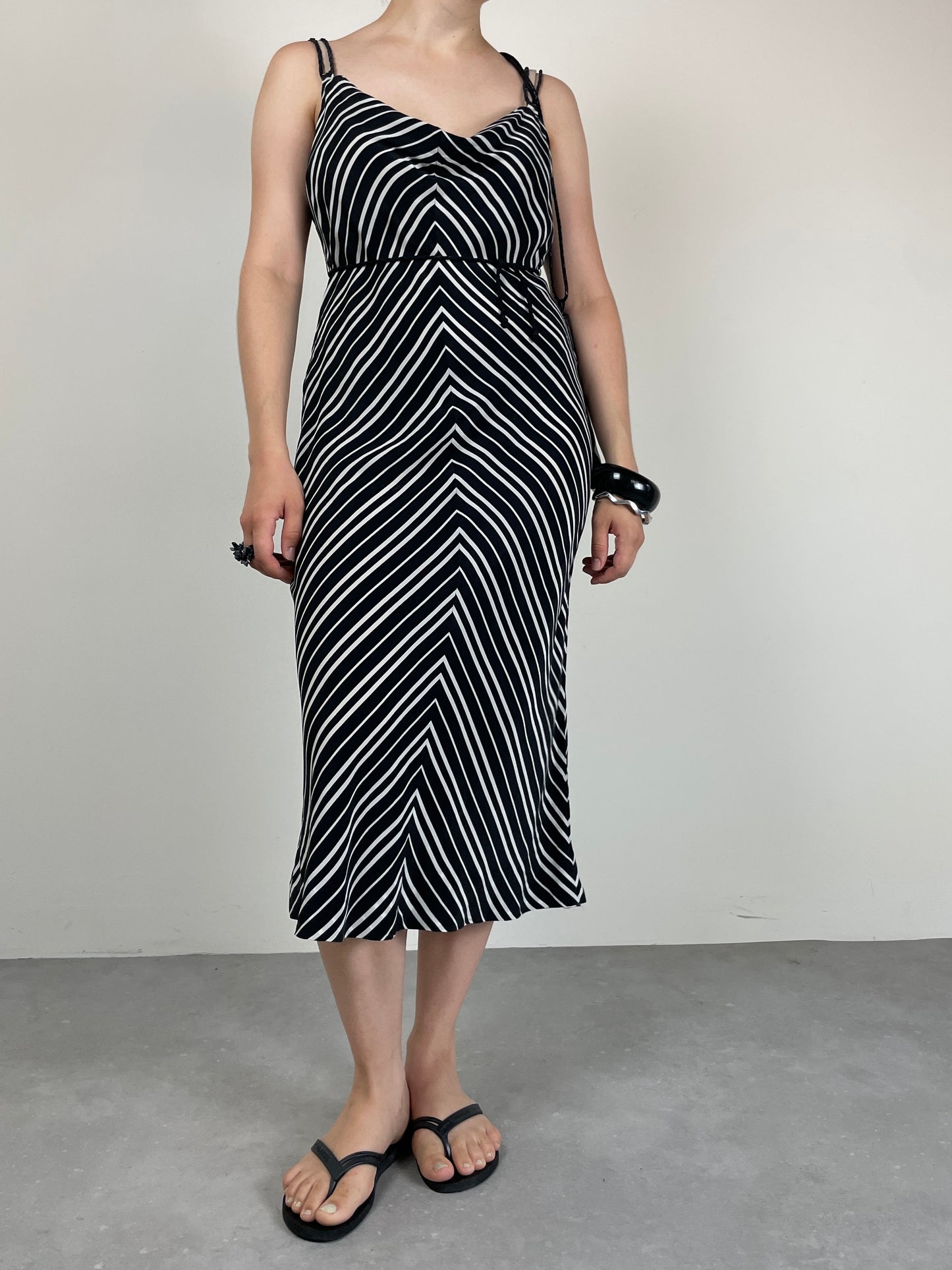 Abito vintage in pura seta a righe