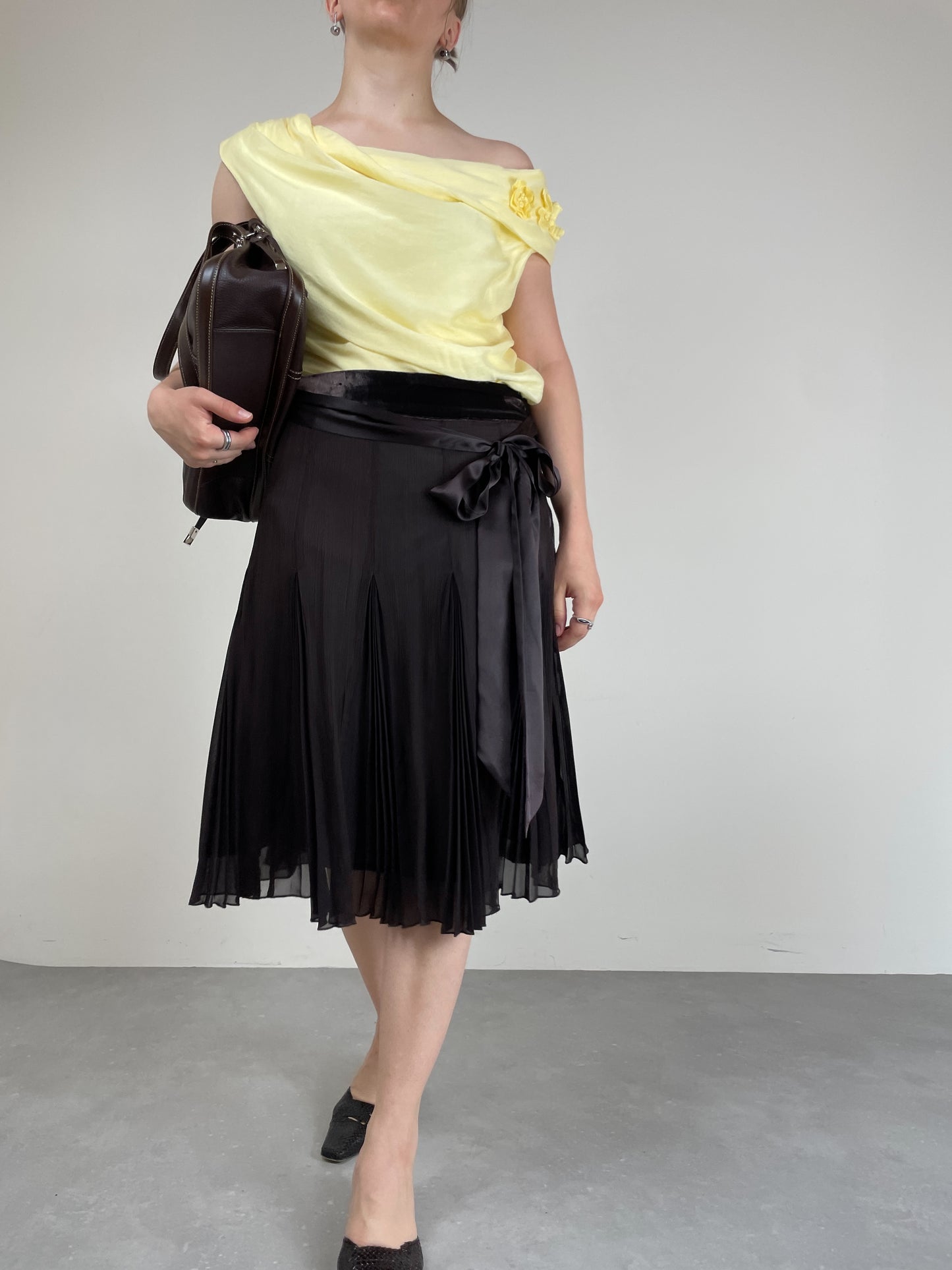 Top asimmetrico vintage in misto seta
