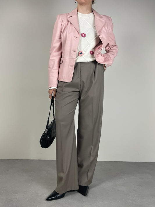 Giacca in vera pelle rosa