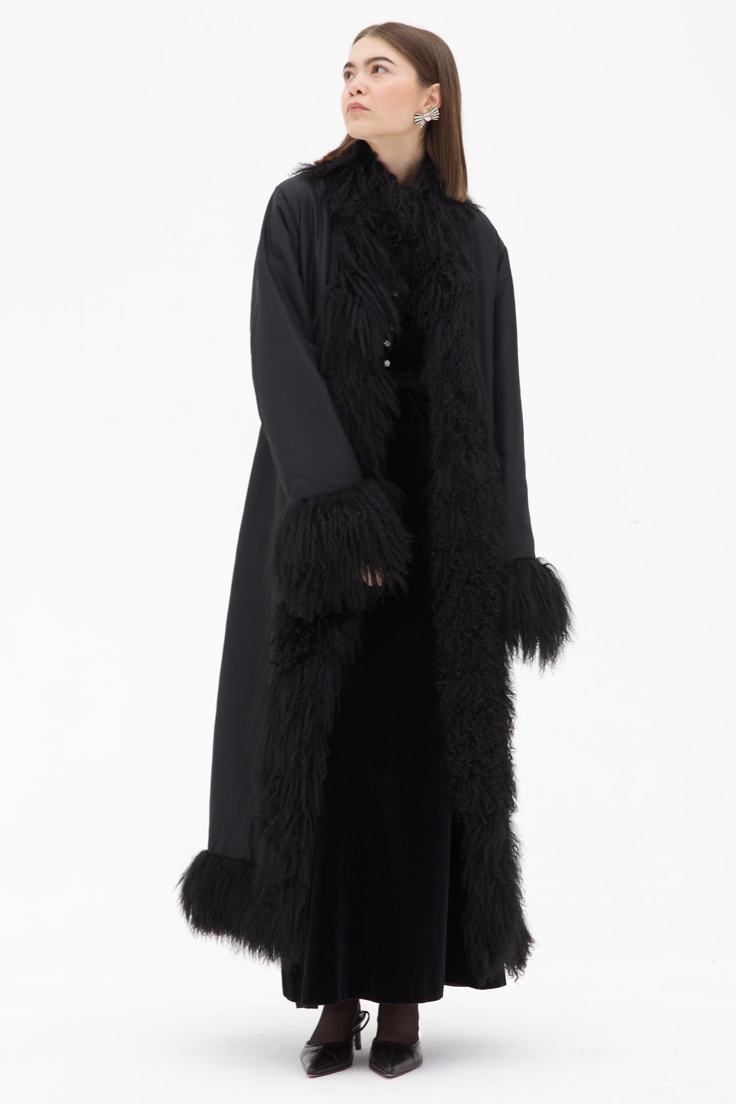 Cappotto in seta e pelliccia Mongolia