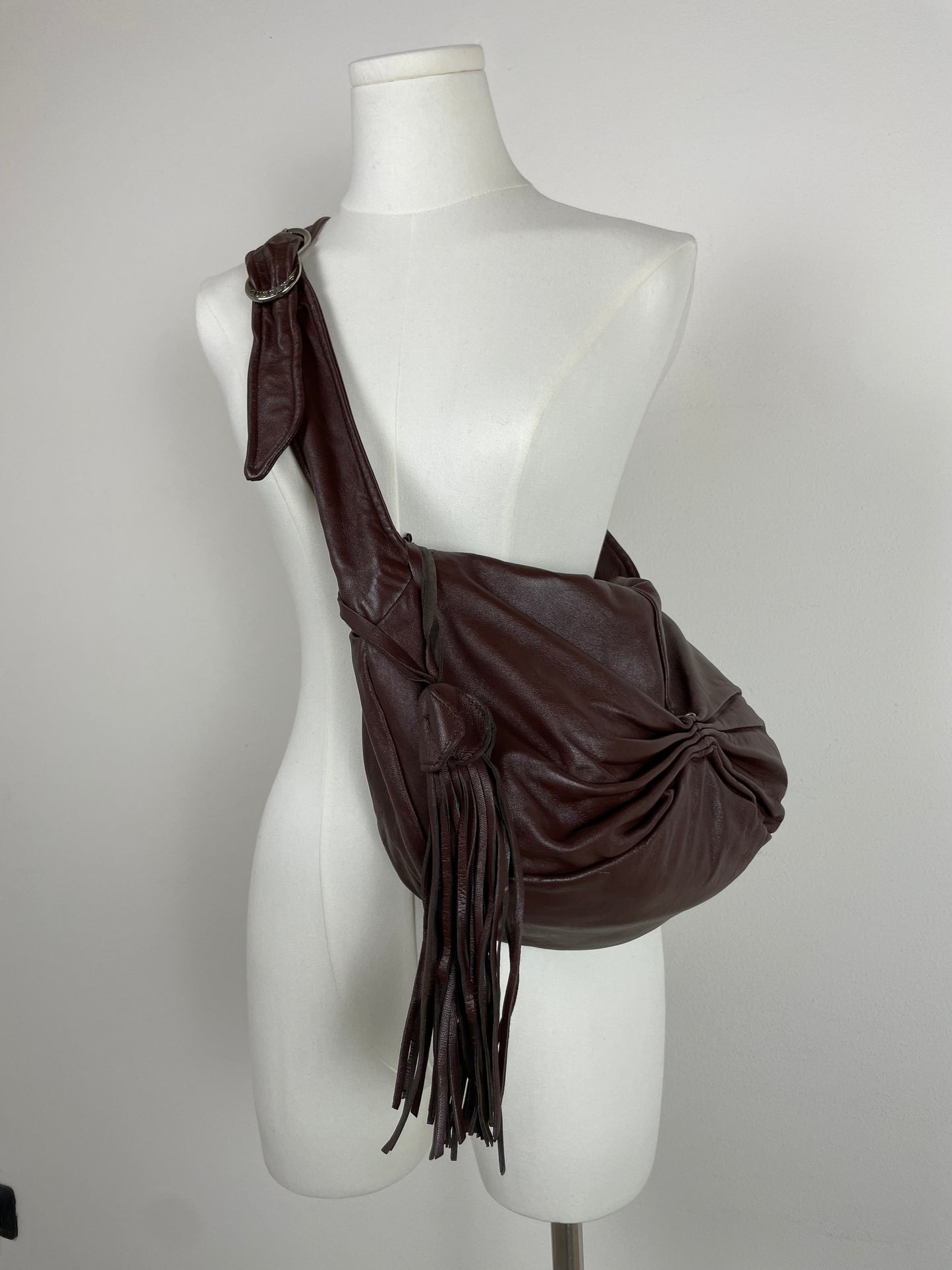 Hobo bag in pelle marrone