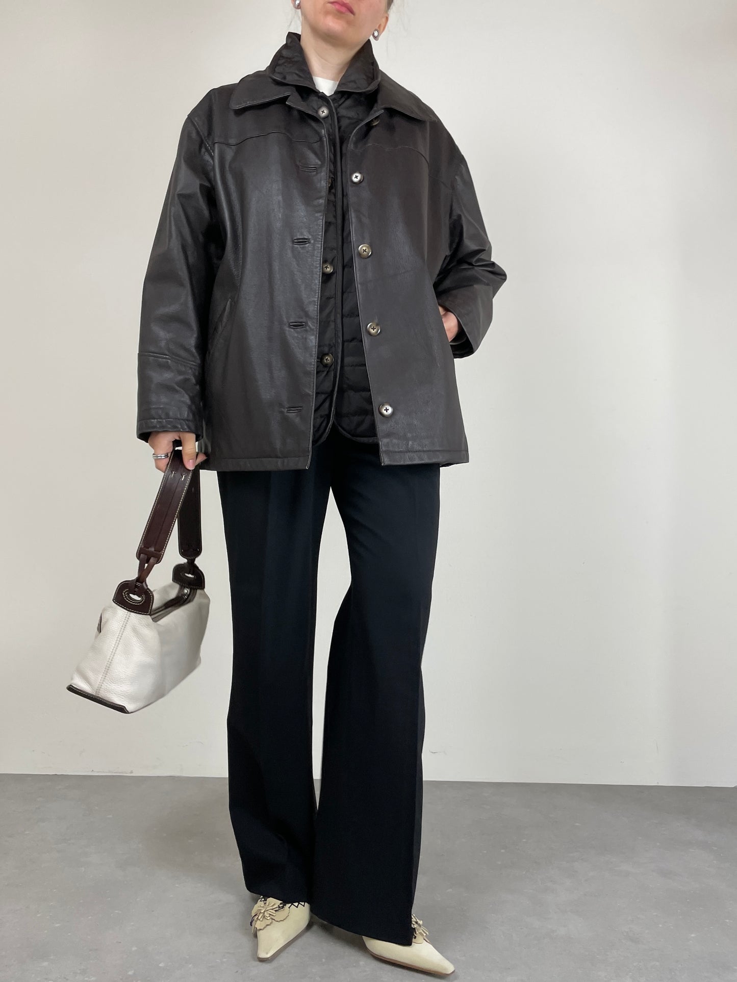 Giacca in vera pelle con gilet interno