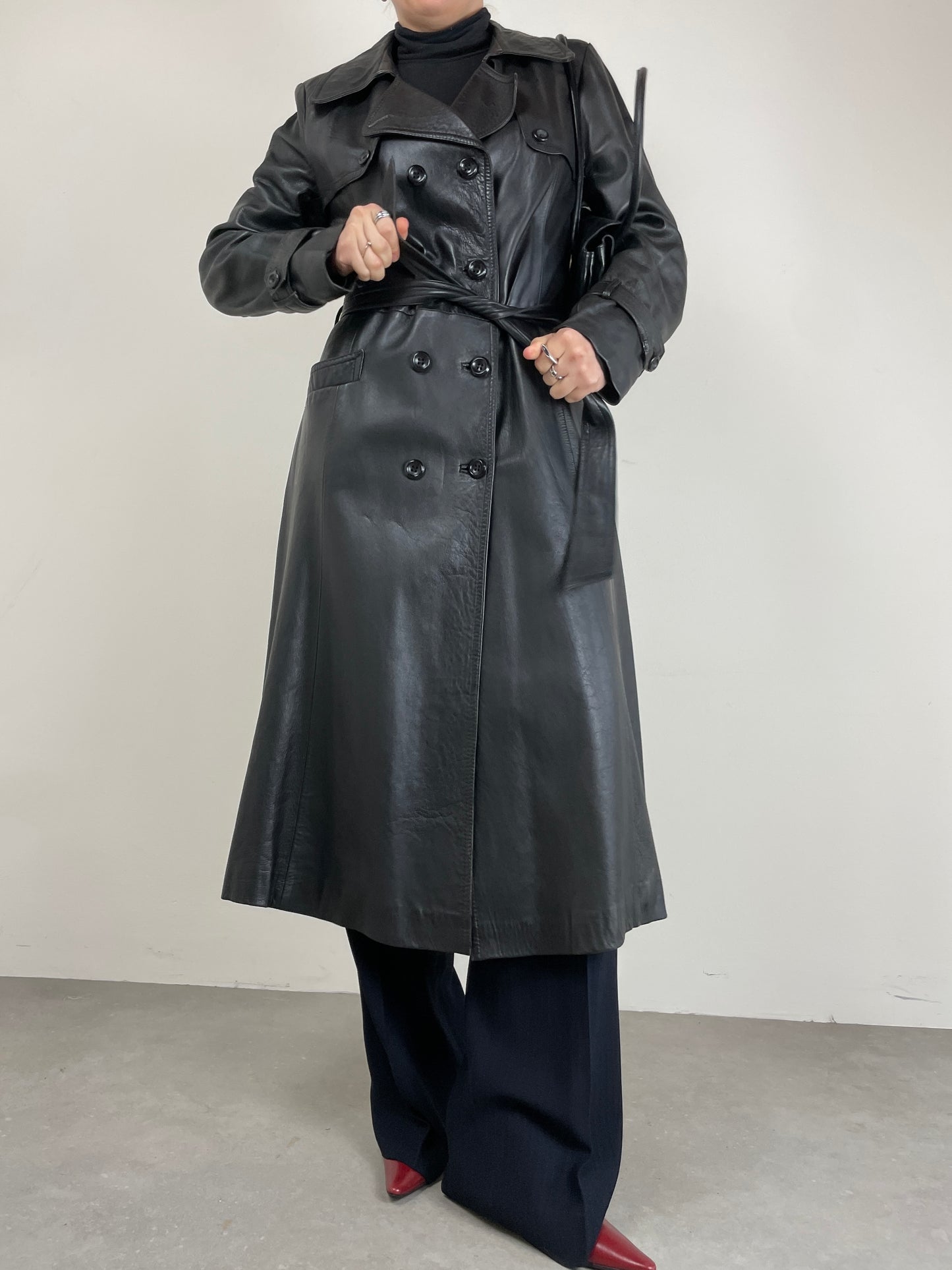 Trench vintage in vera pelle