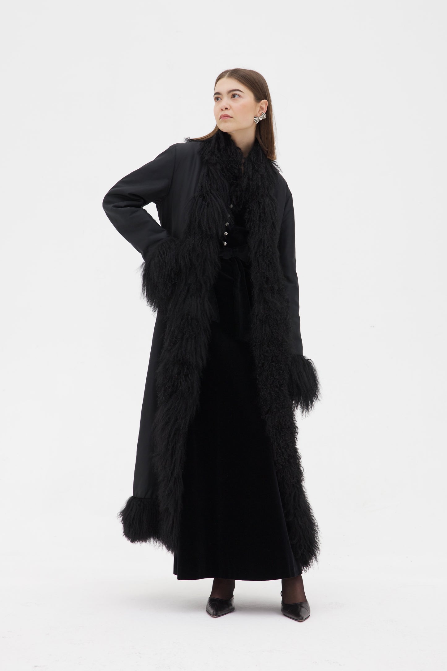 Cappotto in seta e pelliccia Mongolia
