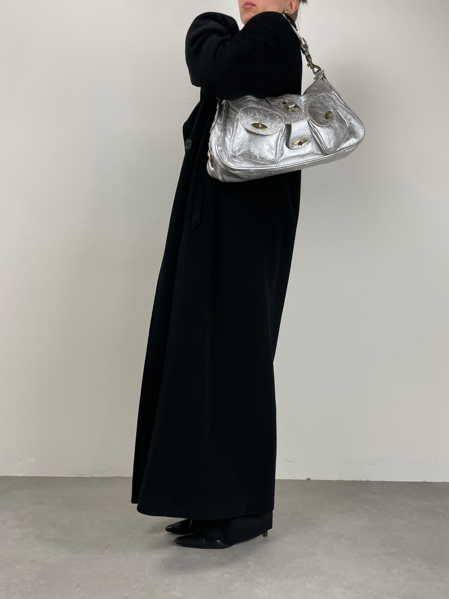 Borsa in vera pelle argentata