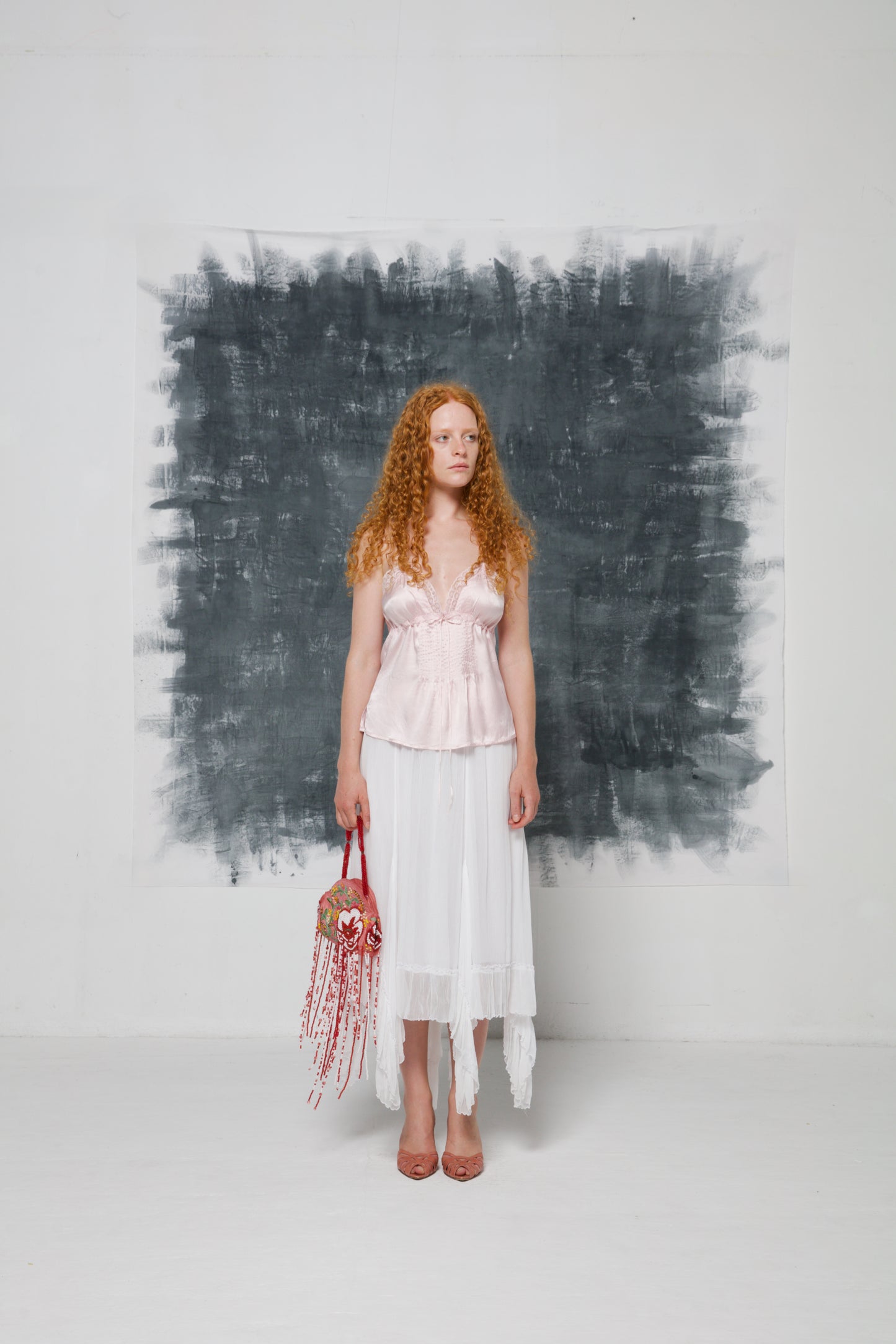 Top vintage in seta rosa