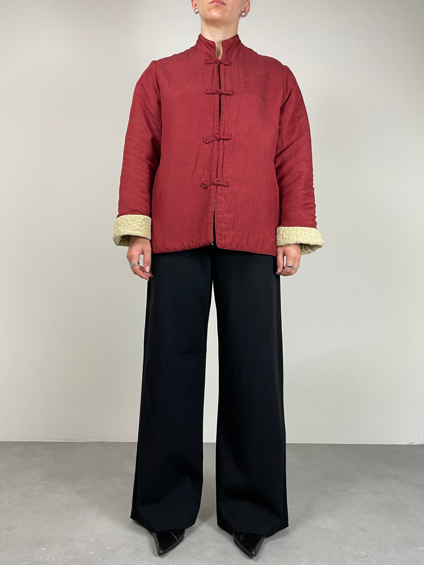 Piumino vintage in seta e cotone double face