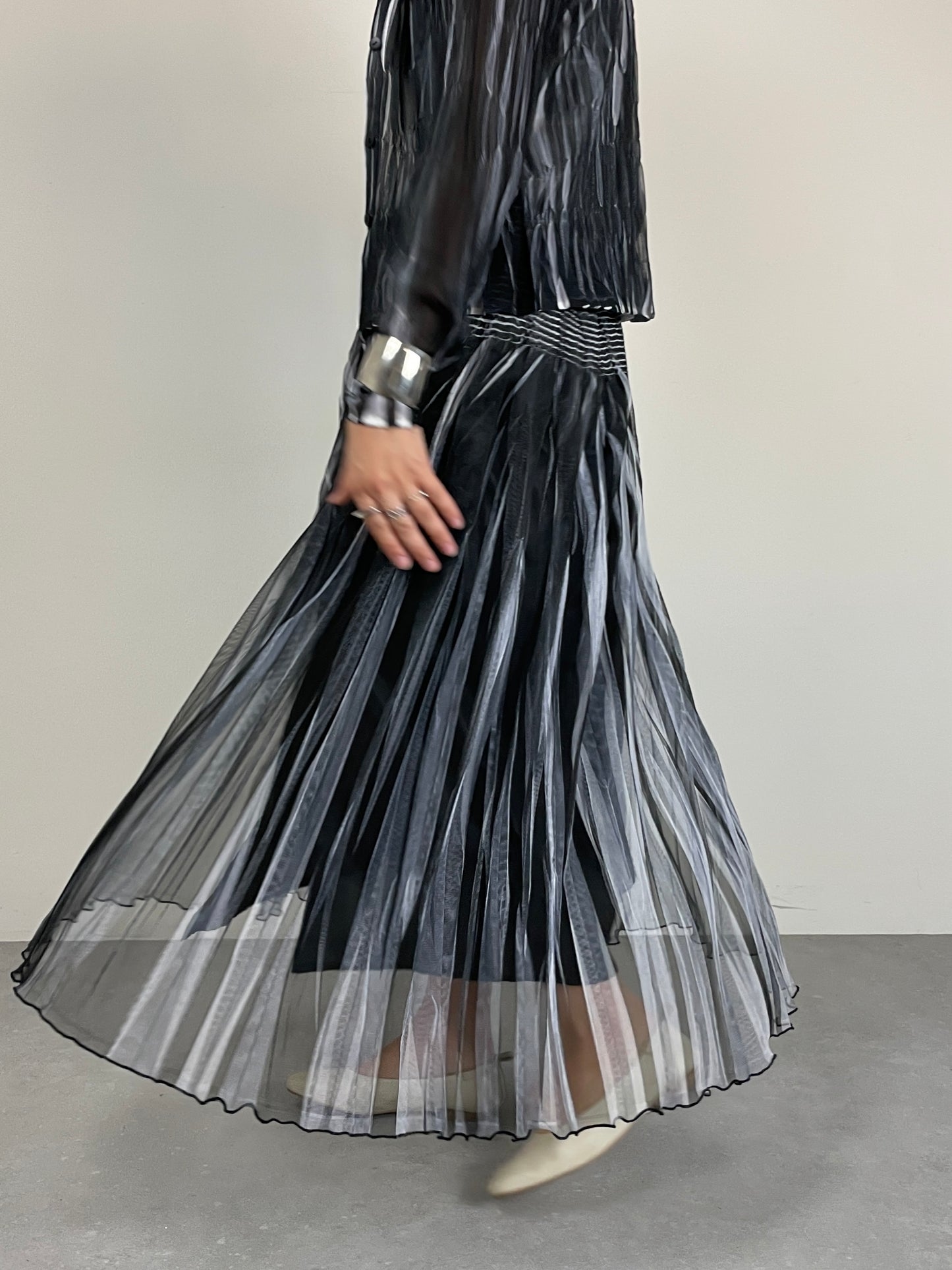 Gonna bicolor in tulle plissettato