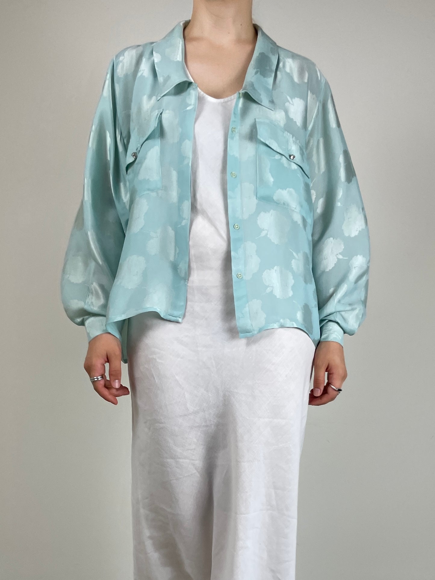 Blusa vintage in seta jacquard
