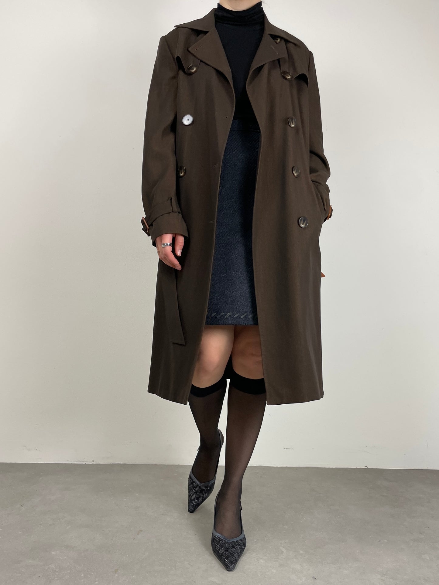 Trench in lana marrone