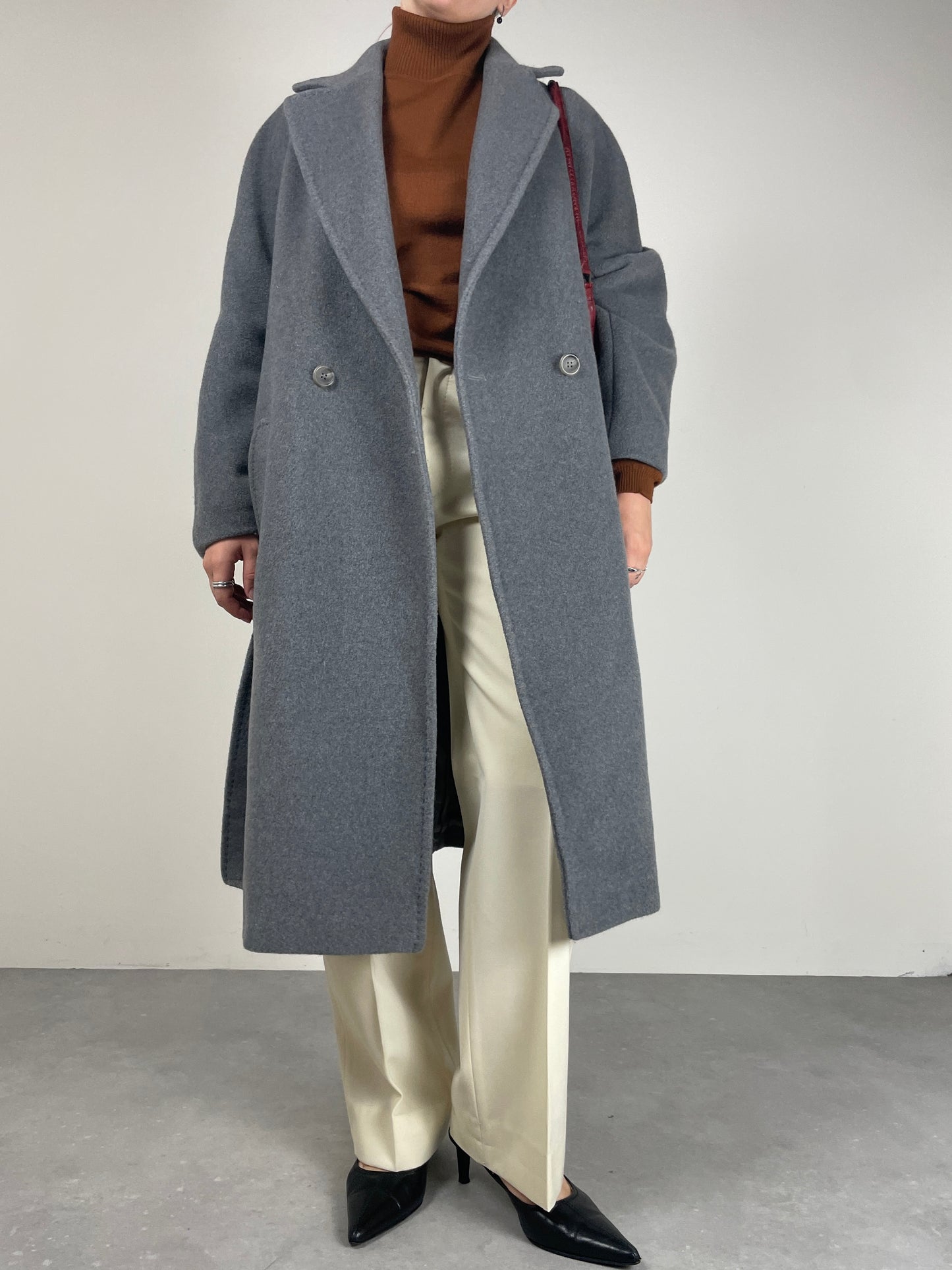 Cappotto in beaver di pura lana vergine color grigio