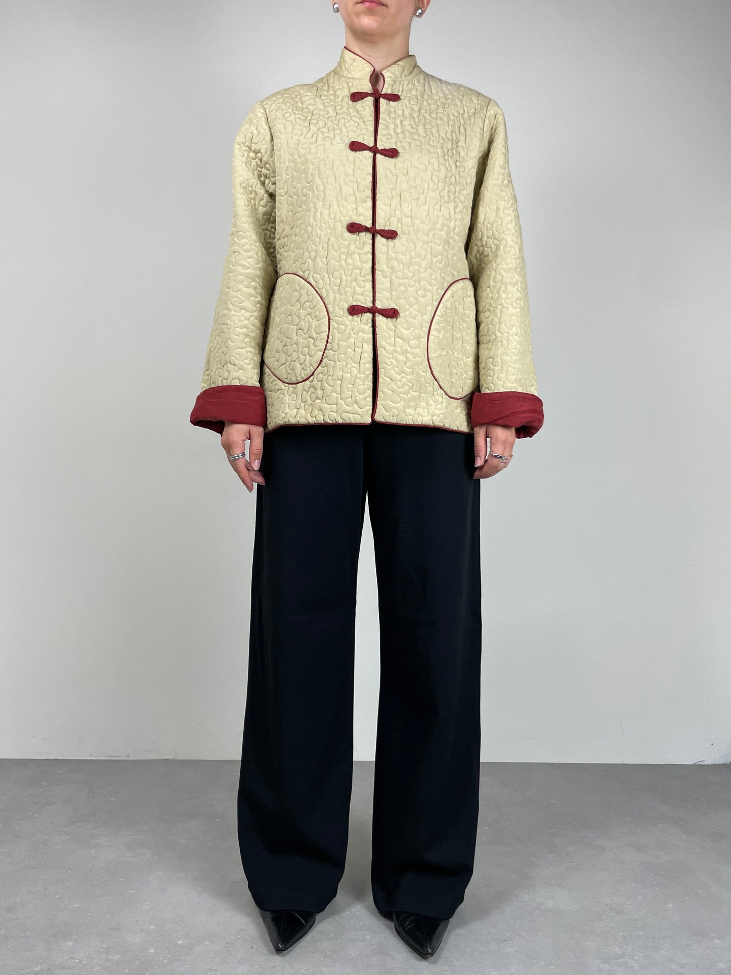 Piumino vintage in seta e cotone double face