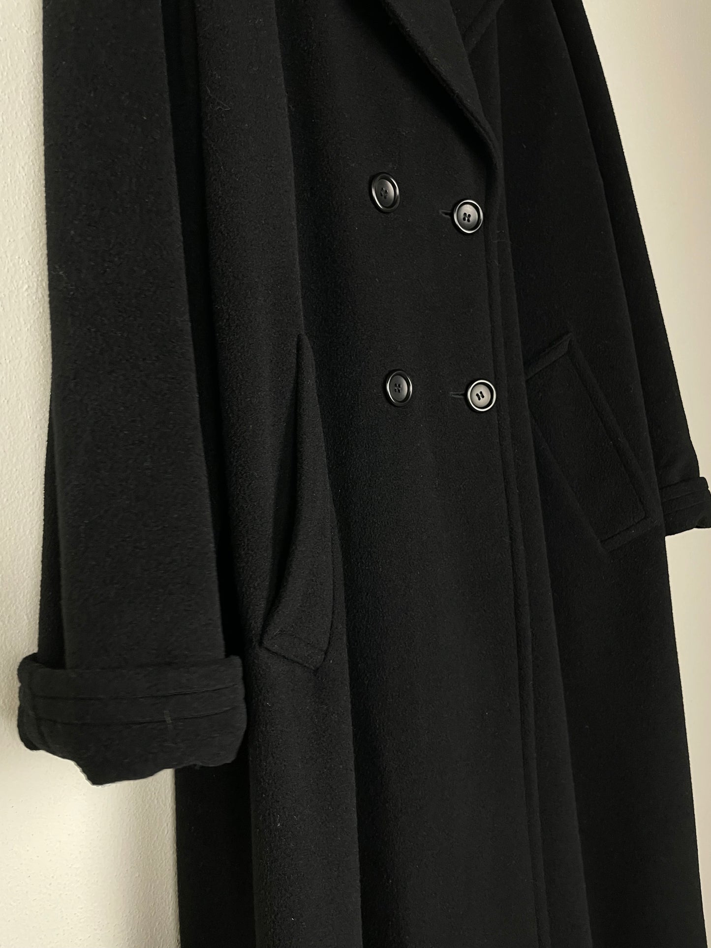 Black wool and cashmere long coat