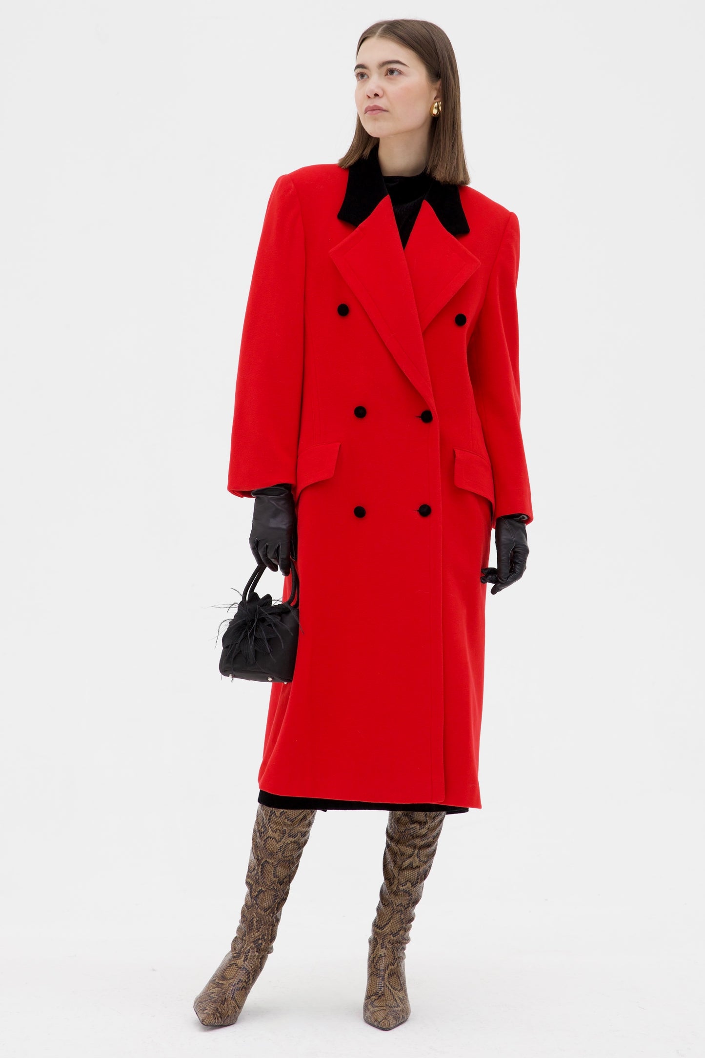 Cappotto vintage in lana e cashmere rosso
