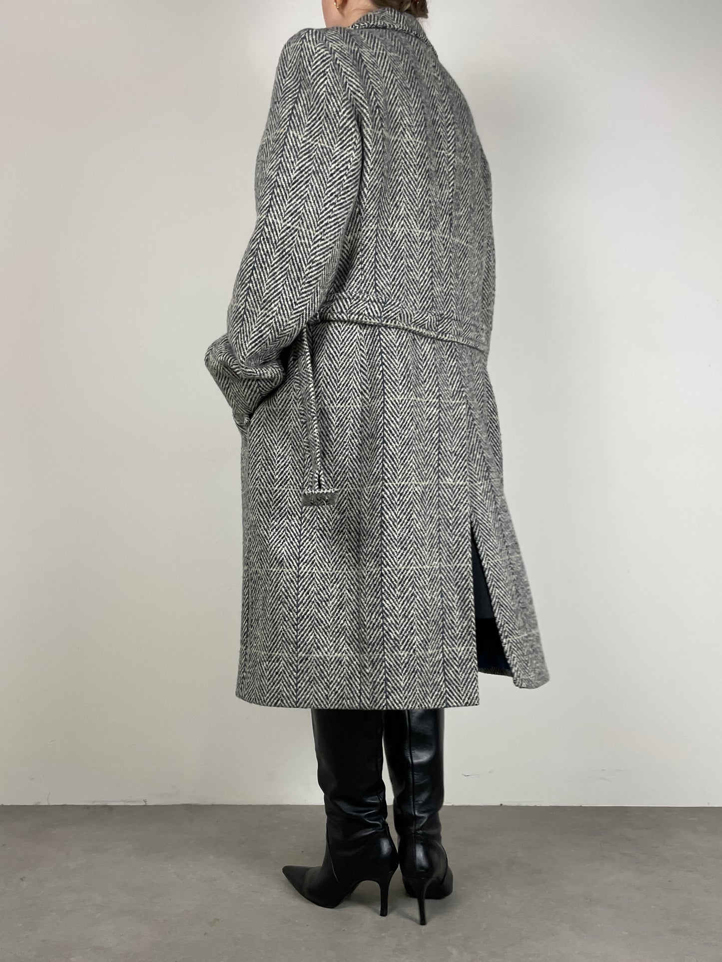 Cappotto vintage in 100% lana fantasia spigata