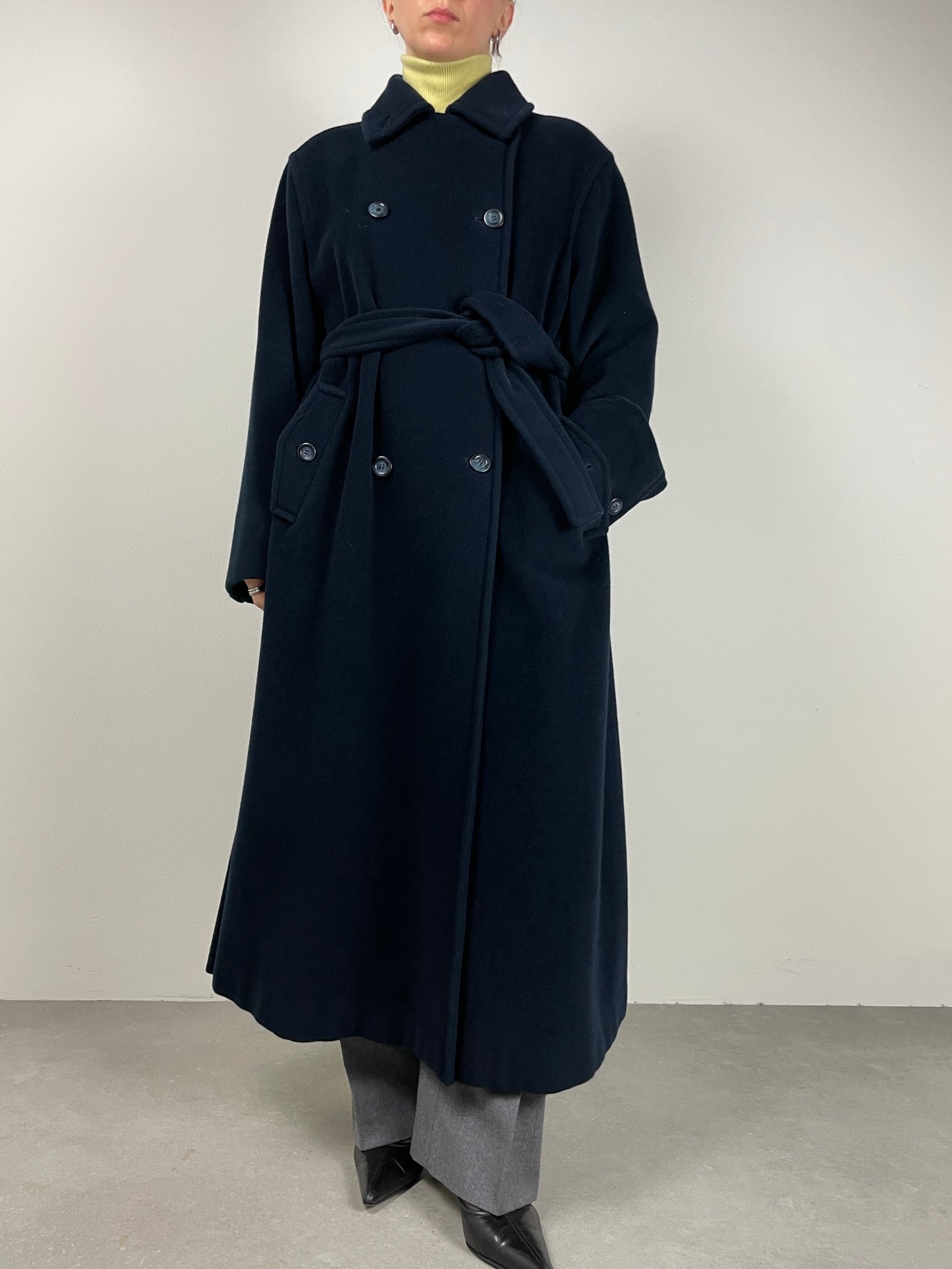 Cappotto Made in Italy in lana e cashmere color blu