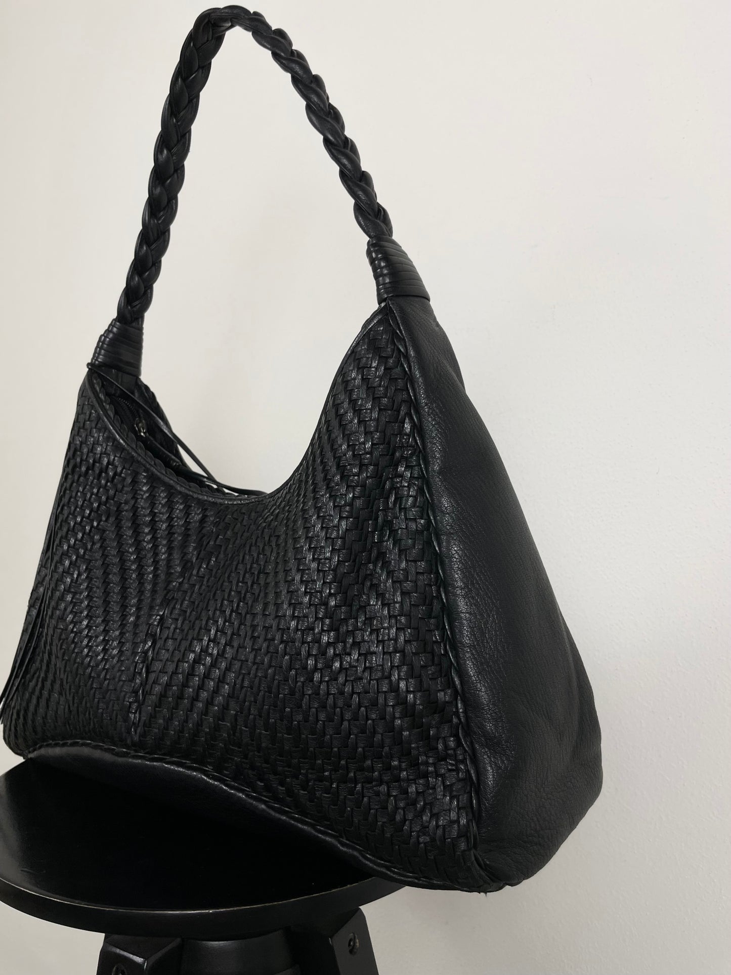 Borsa in vera pelle intrecciata