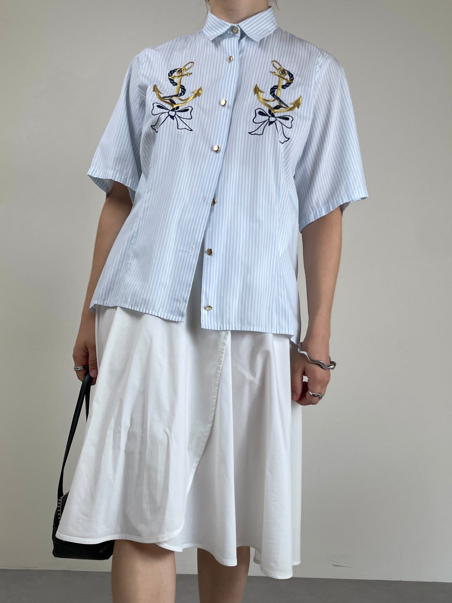 Camicia vintage in cotone con ricamo
