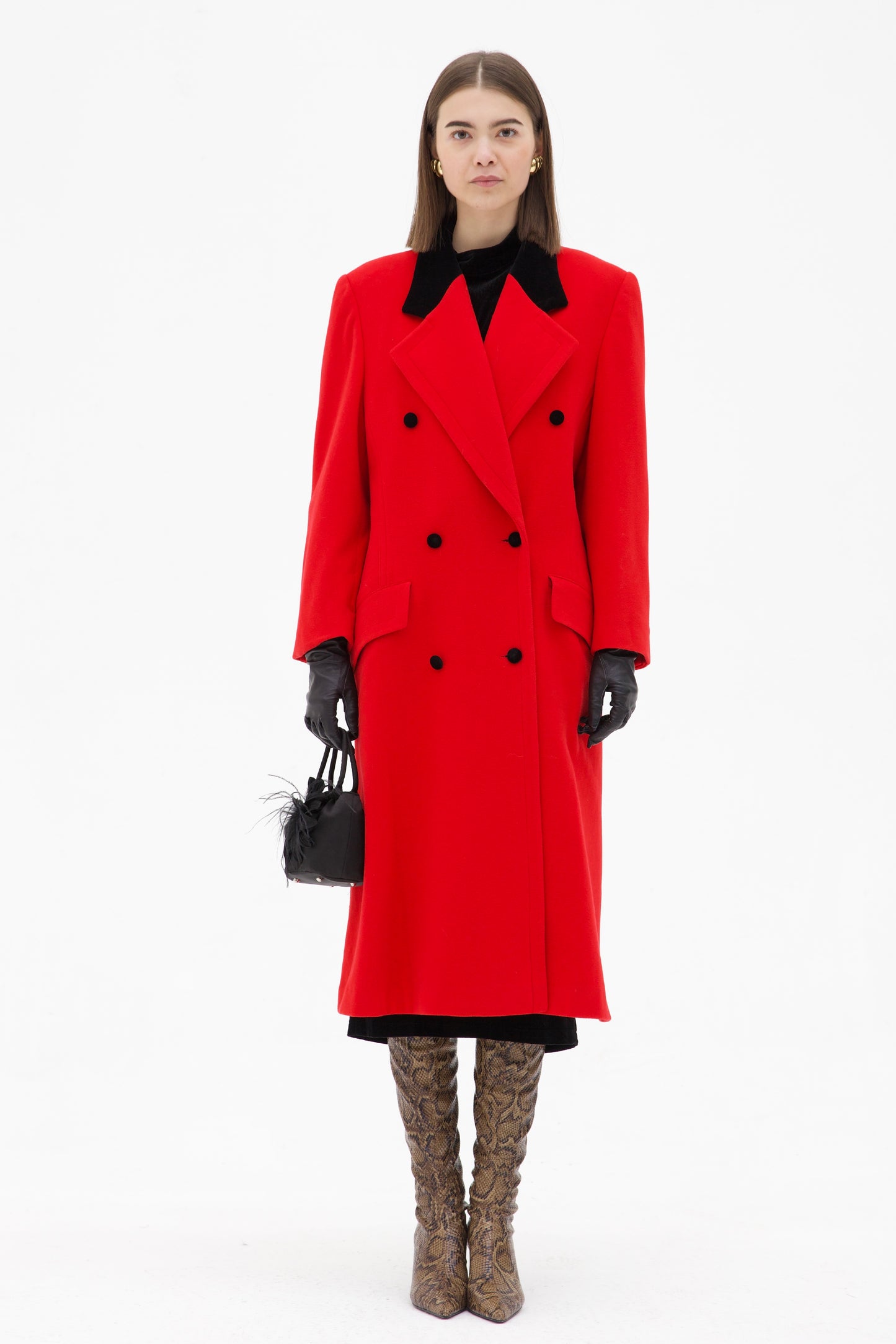 Cappotto vintage in lana e cashmere rosso