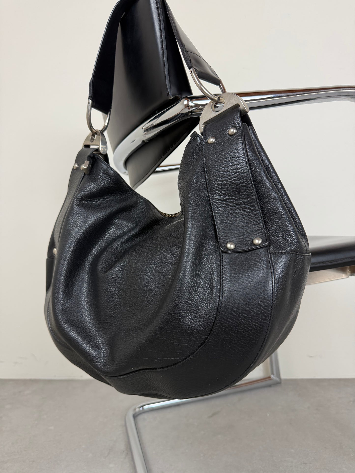 Maxi bag in vera pelle martellata