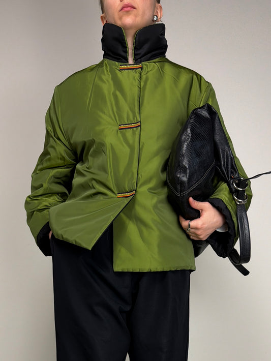 Giacca double-face da un lato nero e dall'altra verde