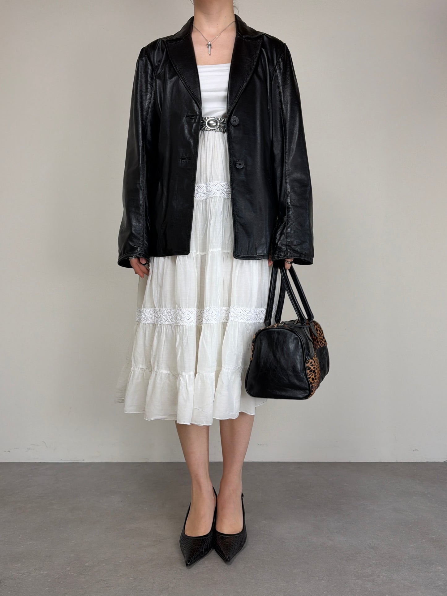 Blazer in vera pelle nera